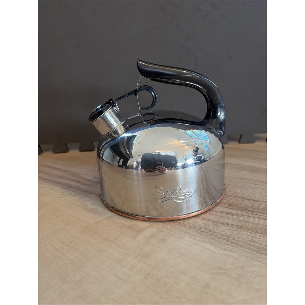 Vintage Paul Revere Ware Copper Bottom Whistling Tea Kettle 2 Quart F 96-C Korea